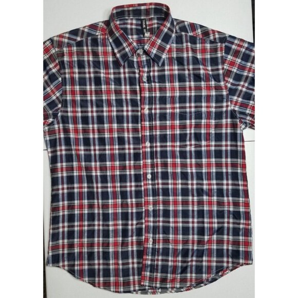 True Rock Short Sleeve Button Up Blue/Red Plaid Casual Shirt Men's Size XL - Picture 1 of 14